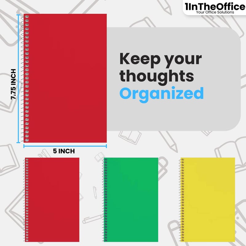 1InTheOffice 1-Subject Wirebound Notebook  College Ruled  80 Sheets  Spiral Notebook 5x7  7 3/4 "" x 5 ""  3/Pk - Image 3